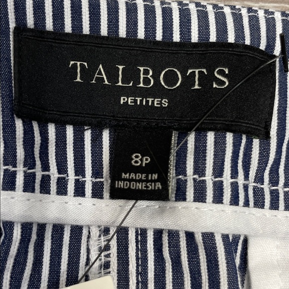 NWT Talbots Petites Navy White Striped Nautical Cotton Skirt Button Detail 8P - Picture 10 of 14